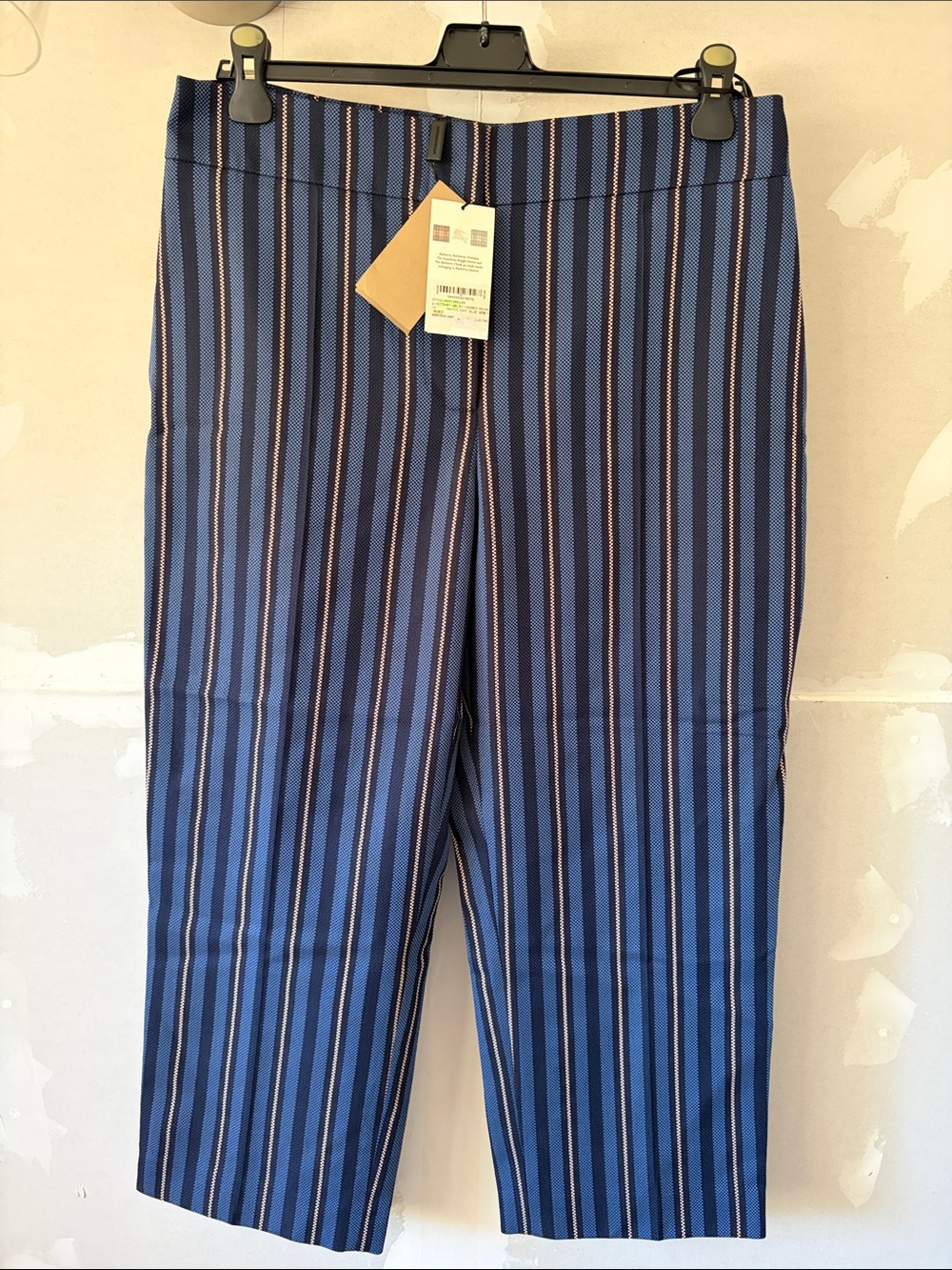 NWT Burberry Actonby Vertical Stripe Cropped Trousers size 12